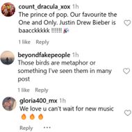 Fans react to Justin Bieber's post. (Image via Instagram/@justinbieber)